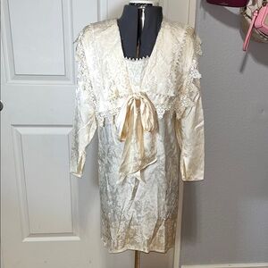 VTG Jessica McClintock Cream 100% Silk Dress